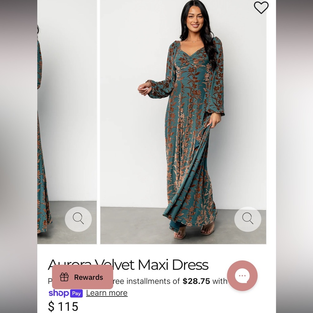 Baltic Born Teal and Brown Velvet Maxi Dress